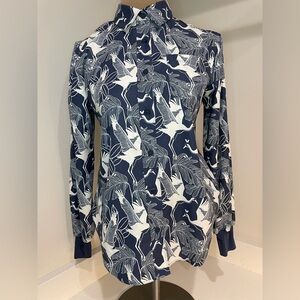 A. PUTNAM Golf Button Down Shirt – Navy/White Print – Versatile Everyday Top